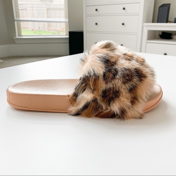 SuperJack Brown Leopard Faux Fur Sandals 407 - Picture 2 of 7